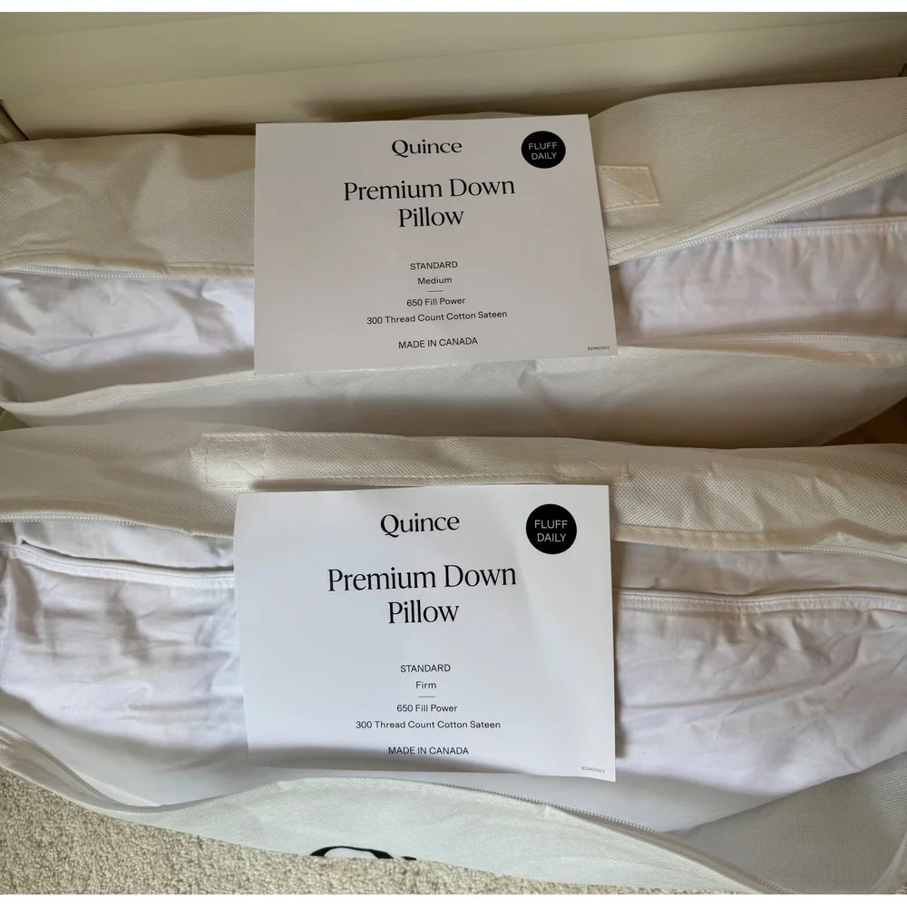 Quince Premium Down Pillows Standard Medium + Firm Set of 2 650 Fill Power